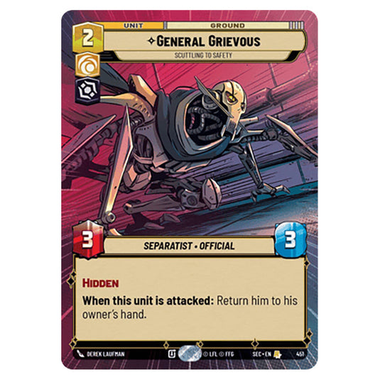 General Grievous Scuttling to Safety card from the Star Wars Unlimited Set Secrets of Power