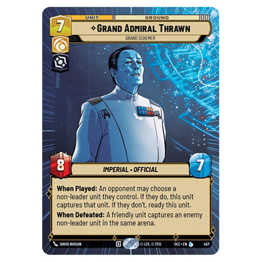 Grand Admiral Thrawn Grand Schemer card from the Star Wars Unlimited Set Secrets of Power