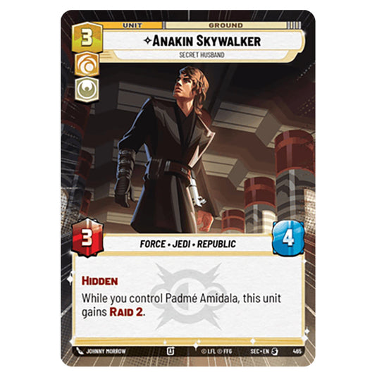 Anakin Skywalker Secret Husband card from the Star Wars Unlimited Set Secrets of Power