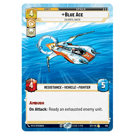 Blue Ace Colorful Racer card from the Star Wars Unlimited Set Secrets of Power