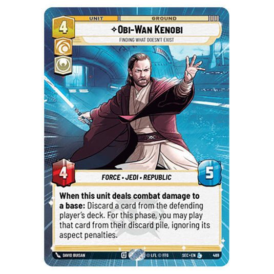 Obi-Wan Kenobi Finding What Doesn't Exist card from the Star Wars Unlimited Set Secrets of Power