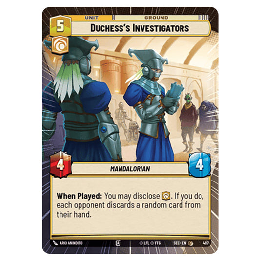 Duchess's Investigators card from the Star Wars Unlimited Set Secrets of Power