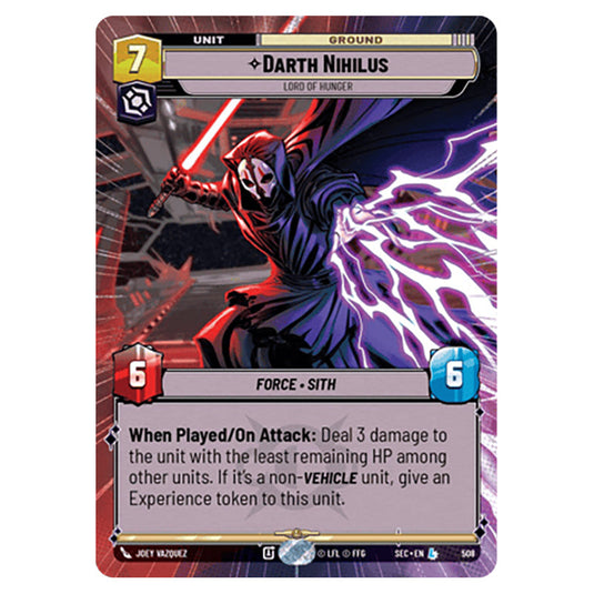 Darth Nihilus Lord of Hunger card from the Star Wars Unlimited Set Secrets of Power