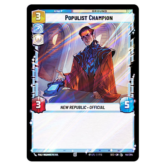 Populist Champion card from the Star Wars Unlimited Set Secrets of Power