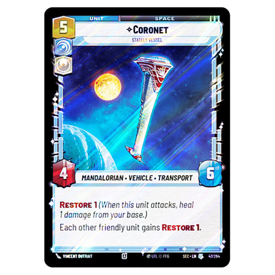 Coronet Stately Vessel card from the Star Wars Unlimited Set Secrets of Power