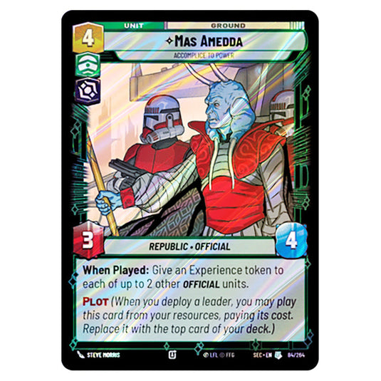 Mas Amedda Accomplice to Power card from the Star Wars Unlimited Set Secrets of Power