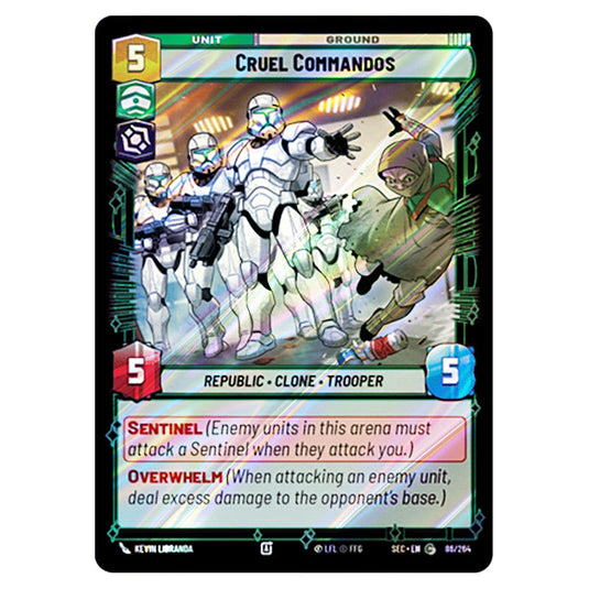 Cruel Commandos card from the Star Wars Unlimited Set Secrets of Power