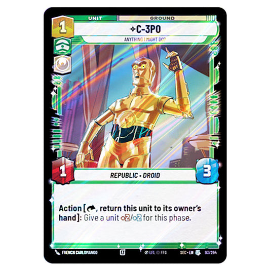 C-3POAnything I Might Do? card from the Star Wars Unlimited Set Secrets of Power