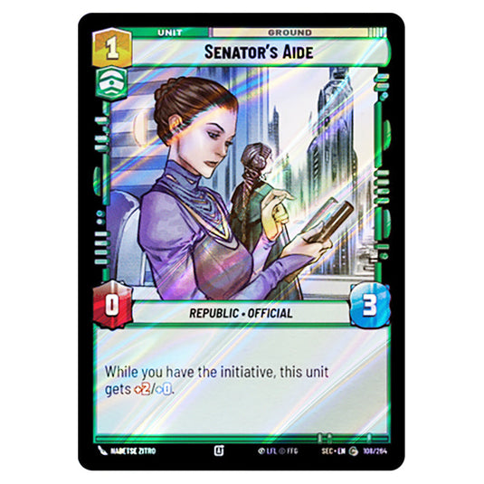 Senator's Aide card from the Star Wars Unlimited Set Secrets of Power