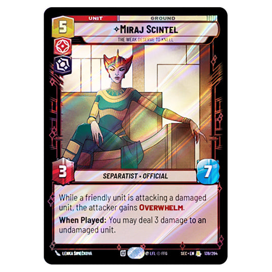 Miraj Scintel The Weak Deserve to Kneel card from the Star Wars Unlimited Set Secrets of Power