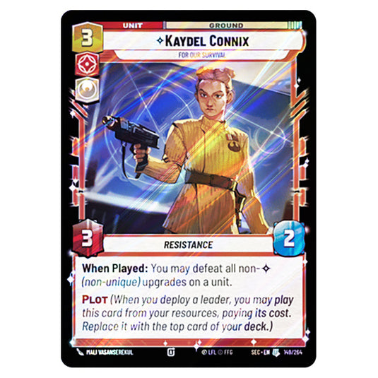 Kaydel Connix For Our Survival card from the Star Wars Unlimited Set Secrets of Power