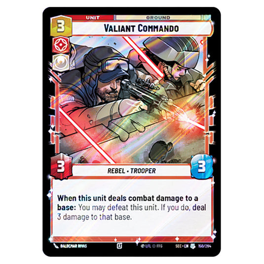 Valiant Commando card from the Star Wars Unlimited Set Secrets of Power