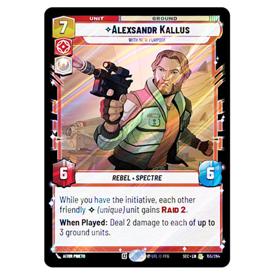 Alexsandr Kallus With New Purpose card from the Star Wars Unlimited Set Secrets of Power