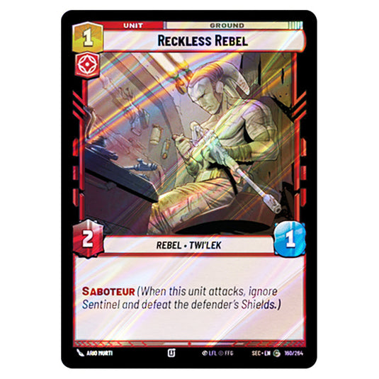 Reckless Rebel card from the Star Wars Unlimited Set Secrets of Power