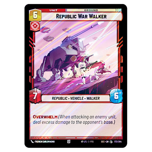 Republic War Walker card from the Star Wars Unlimited Set Secrets of Power