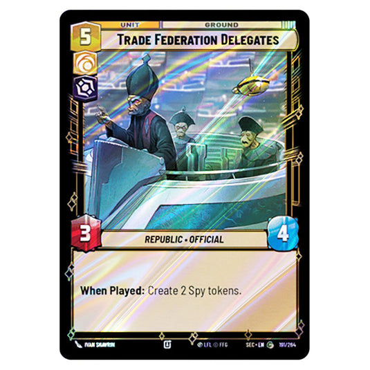 Trade Federation Delegates card from the Star Wars Unlimited Set Secrets of Power