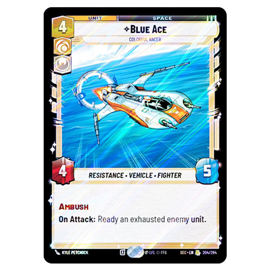 Blue Ace Colorful Racer card from the Star Wars Unlimited Set Secrets of Power