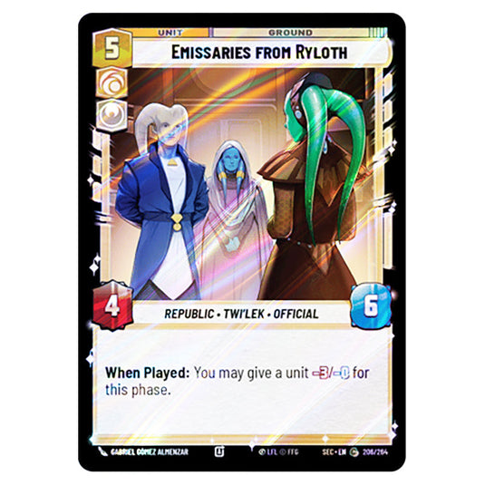 Emissaries from Ryloth card from the Star Wars Unlimited Set Secrets of Power