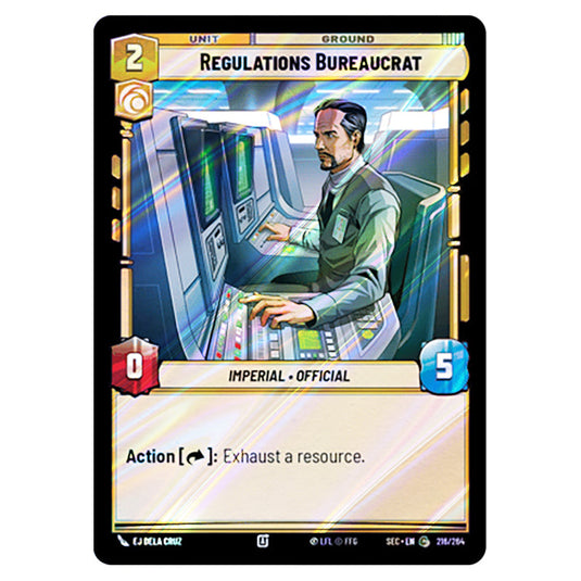 Regulations Bureaucrat card from the Star Wars Unlimited Set Secrets of Power