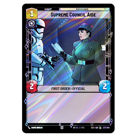Supreme Council Aide card from the Star Wars Unlimited Set Secrets of Power