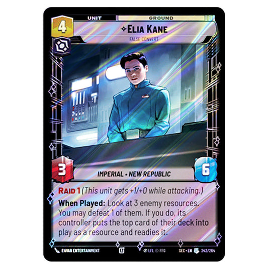 Elia Kane False Convert card from the Star Wars Unlimited Set Secrets of Power