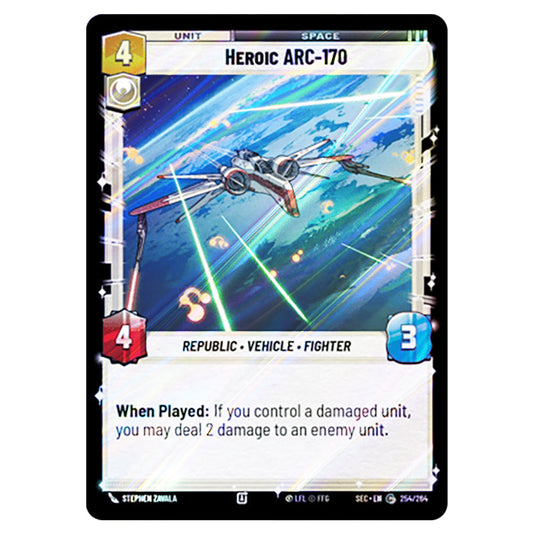 Heroic ARC-170 card from the Star Wars Unlimited Set Secrets of Power