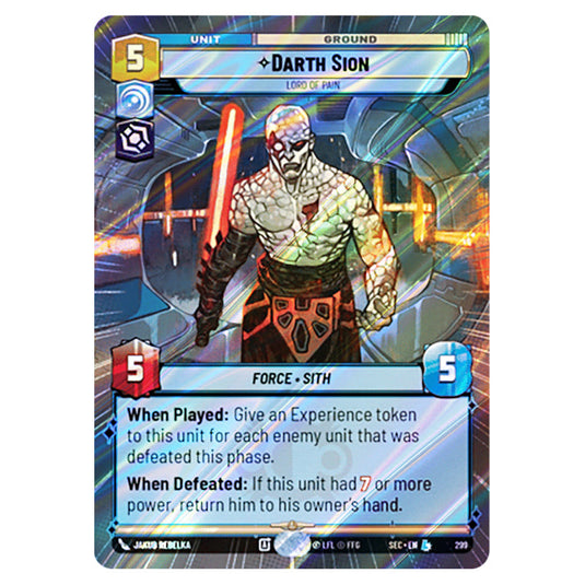 Darth Sion Lord of Pain card from the Star Wars Unlimited Set Secrets of Power