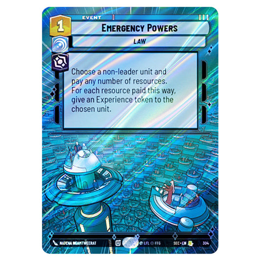 Emergency Powers card from the Star Wars Unlimited Set Secrets of Power