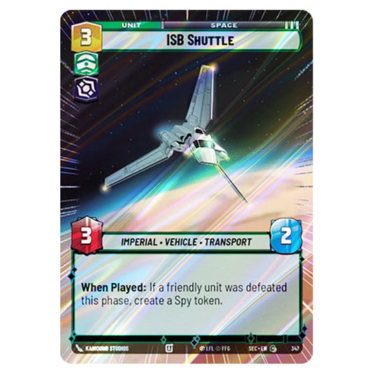 ISB Shuttle card from the Star Wars Unlimited Set Secrets of Power