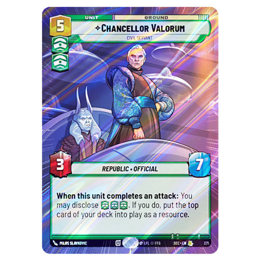 Chancellor Valorum Civil Servant card from the Star Wars Unlimited Set Secrets of Power