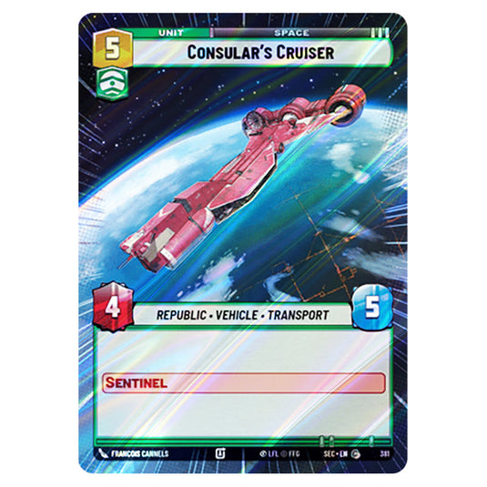 Consular's Cruiser card from the Star Wars Unlimited Set Secrets of Power