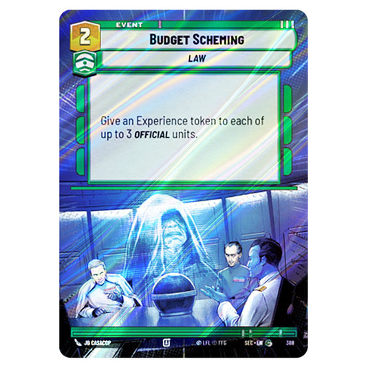 Budget Scheming card from the Star Wars Unlimited Set Secrets of Power