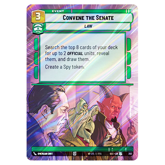 Convene the Senate card from the Star Wars Unlimited Set Secrets of Power