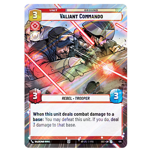 Valiant Commando card from the Star Wars Unlimited Set Secrets of Power
