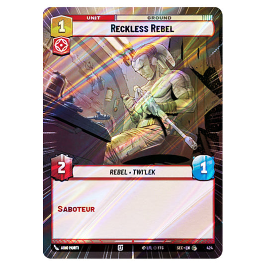 Reckless Rebel card from the Star Wars Unlimited Set Secrets of Power