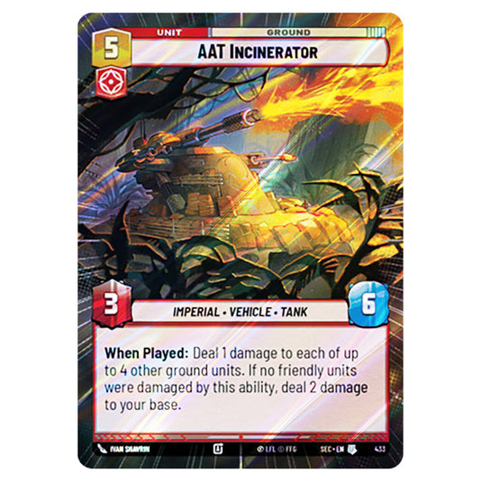 AAT Incinerator card from the Star Wars Unlimited Set Secrets of Power