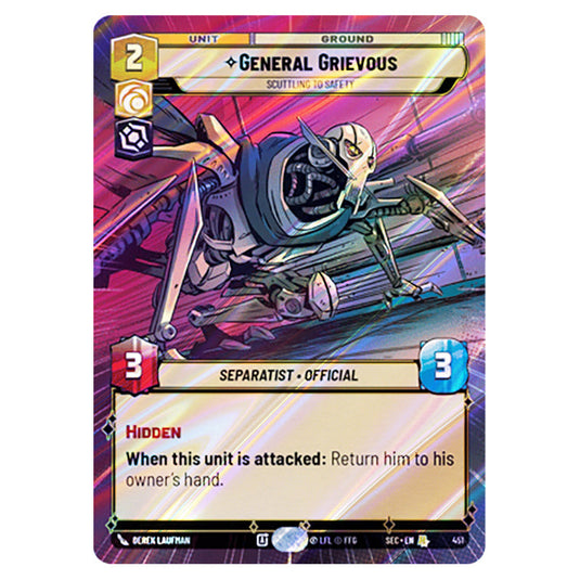 General Grievous Scuttling to Safety card from the Star Wars Unlimited Set Secrets of Power