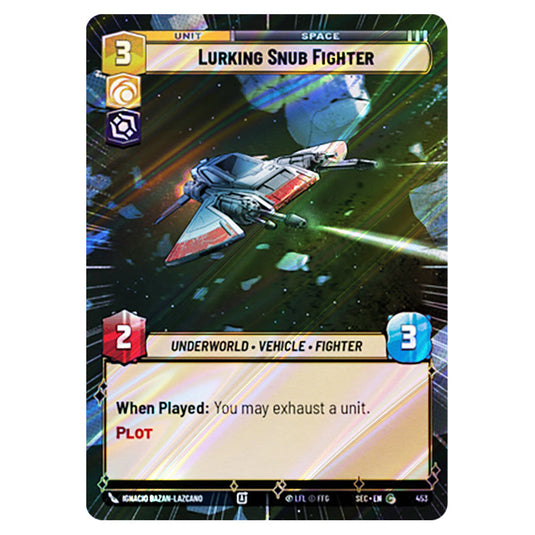 Lurking Snub Fighter card from the Star Wars Unlimited Set Secrets of Power