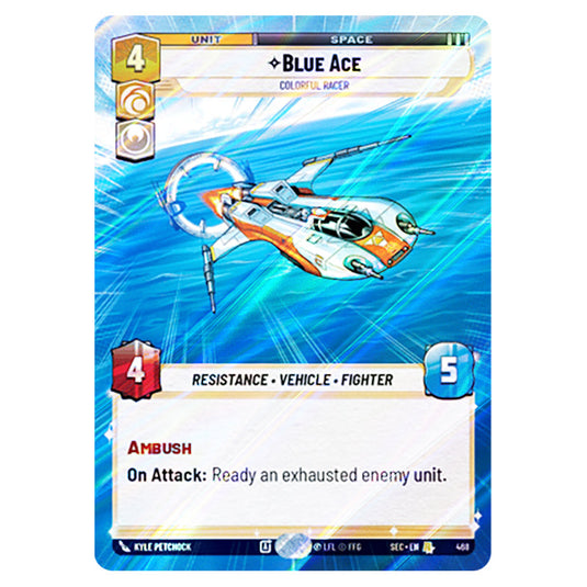Blue Ace Colorful Racer card from the Star Wars Unlimited Set Secrets of Power