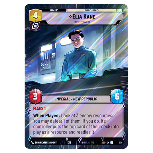 Elia Kane False Convert card from the Star Wars Unlimited Set Secrets of Power