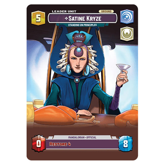 Satine Kryze Standing on Principles card from the Star Wars Unlimited Set Secrets of Power