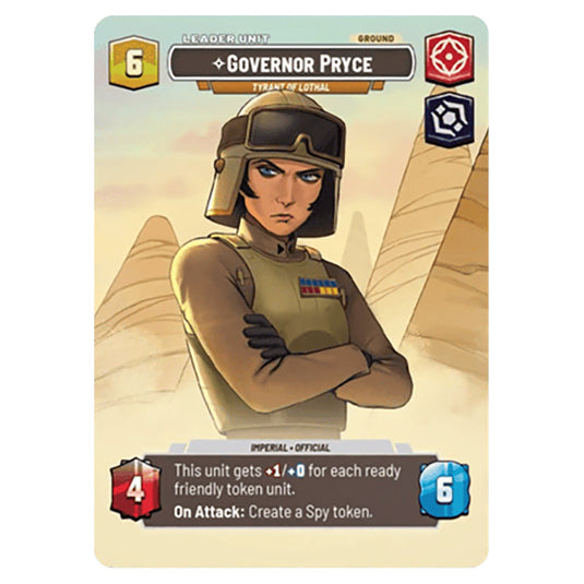 Governor Pryce Tyrant of Lothal card from the Star Wars Unlimited Set Secrets of Power