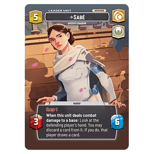 Sabé Queen's Shadow card from the Star Wars Unlimited Set Secrets of Power