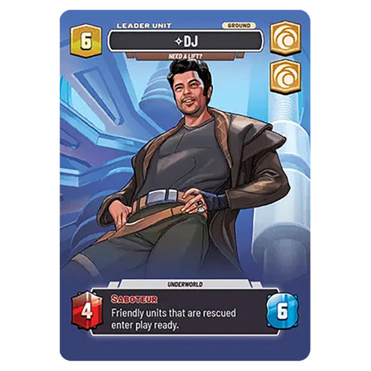 DJ Need a Lift? card from the Star Wars Unlimited Set Secrets of Power