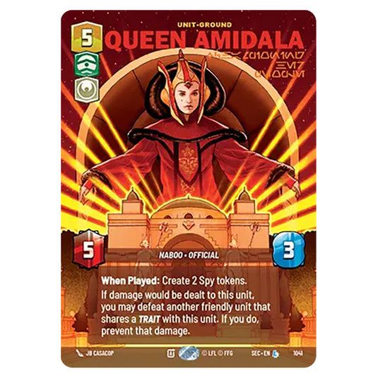 Queen Amidala Championing Her People card from the Star Wars Unlimited Set Secrets of Power