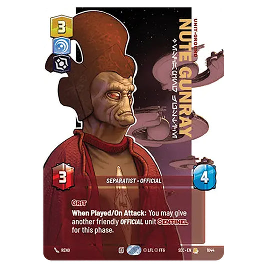 Nute Gunray Escaping Justice card from the Star Wars Unlimited Set Secrets of Power