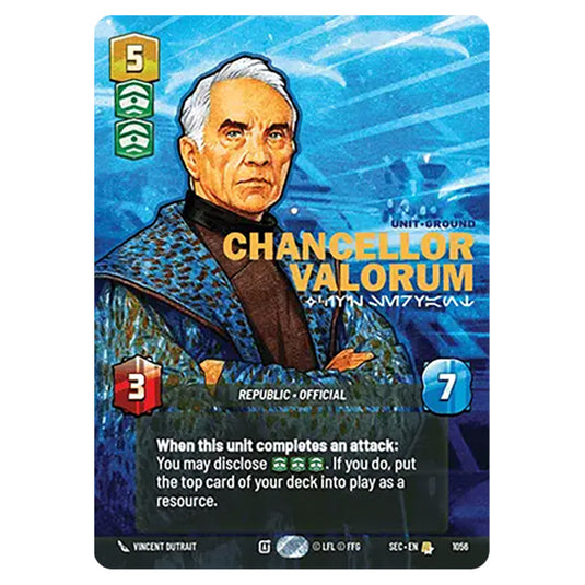 Chancellor Valorum Civil Servant card from the Star Wars Unlimited Set Secrets of Power