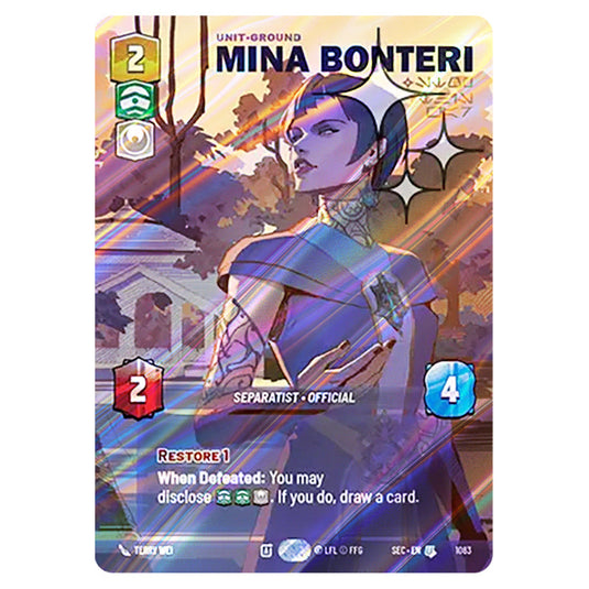 Mina Bonteri Stop This War card from the Star Wars Unlimited Set Secrets of Power