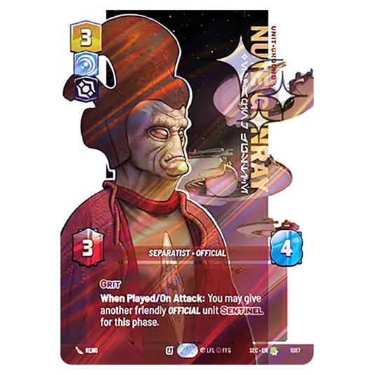 Nute Gunray Escaping Justice card from the Star Wars Unlimited Set Secrets of Power