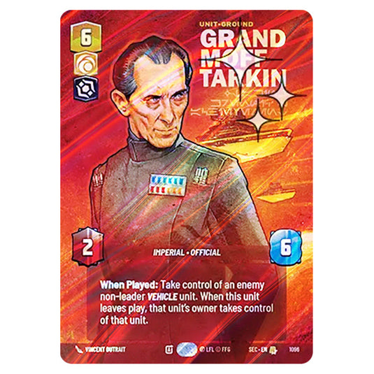 Grand Moff Tarkin Taking Krennic's Achievement card from the Star Wars Unlimited Set Secrets of Power